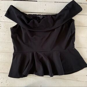Ashley Stewart Black Stretch Peplum Dress Top